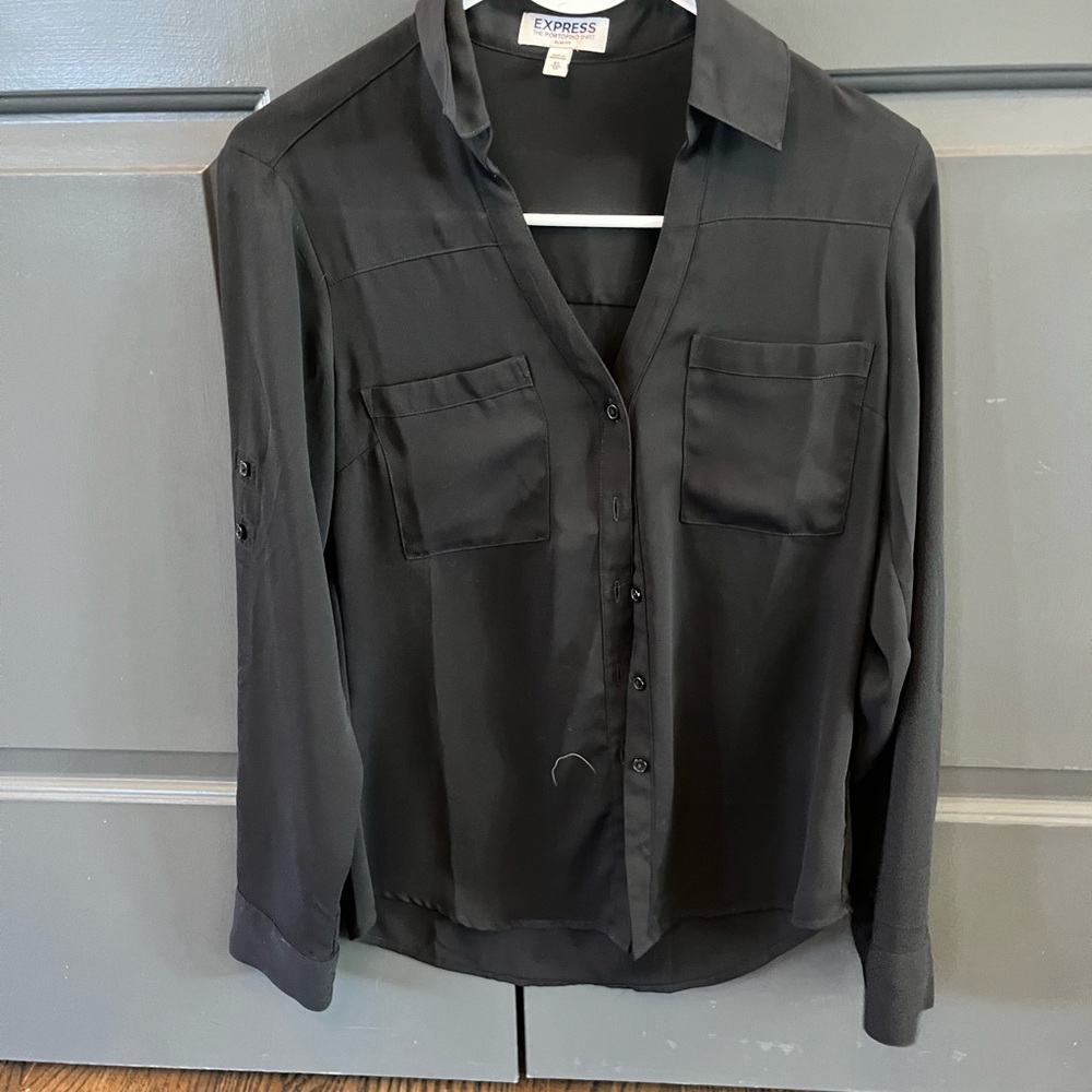 Express Black Button-Up Blouse